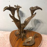 Kerzenständer Callas Schälchen Blatt Messing Bronze antik vintage Nürnberg (Mittelfr) - Mitte Vorschau