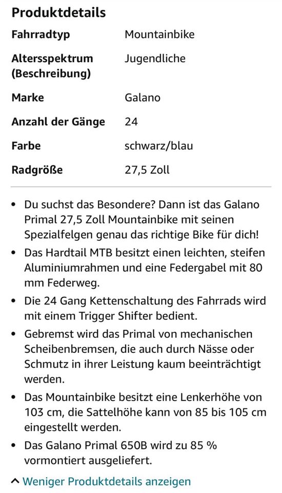 Galano mountainbike 27,5 zoll in Gelsenkirchen