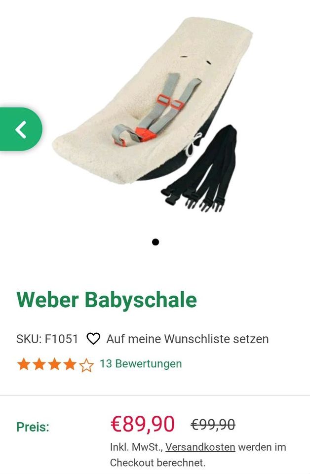 Weber Babyschale für Fahrradanhänger/Lastenrad in Düsseldorf