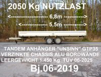 UNSINN 3,5t TANDEM ANHÄNGER 5,5m PRITSCHE ALU BORDWÄNDE Bj.2019 Niedersachsen - Hessisch Oldendorf Vorschau