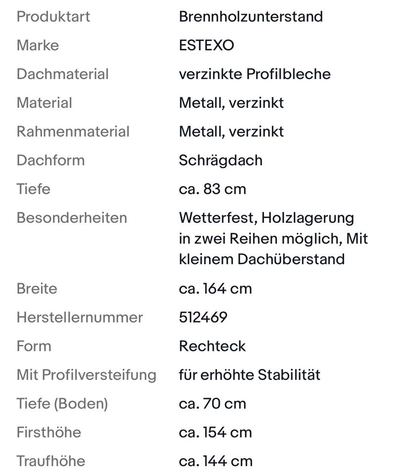 Brennholzunterstand Holz Regal Brennholz Lager aus Metall NEU!! in Hellenthal