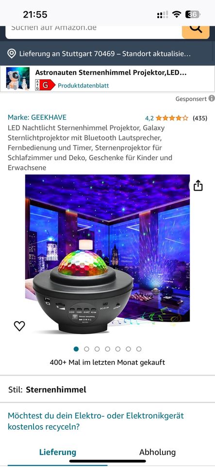 Projektorlicht mit Bluetooth Musikplayer - NEU in OVP in Stuttgart