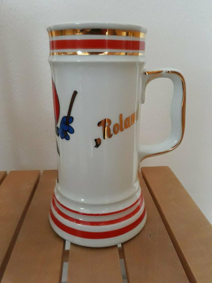 2 Biergläser / Weizengläser/Porzellan mit Schriftzug "Roland" in Störnstein