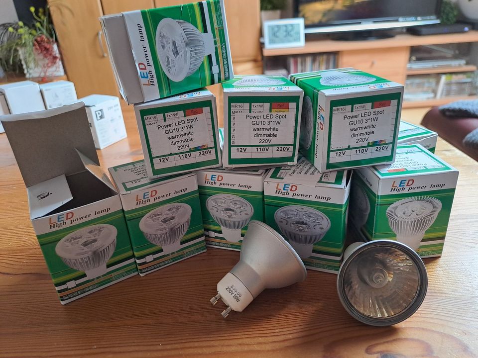 12 POWER LED SPOTS, GU 10, 1 W, Dimmbar und warmweiss, ungenutzt in Bad Schussenried