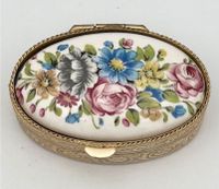 Vintage Pillendose Blumen Schmuckbox Floral Gold Schatulle Bunt Schwerin - Altstadt Vorschau