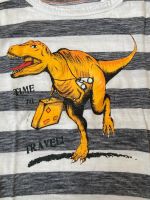 T-Shirt Shirt kurz Sommer Aufdruck Dino weiß blau Streifen Gr 98 Dresden - Leuben Vorschau