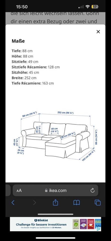 Ektorp Couch mit Hocker grau Ikea in Bad Teinach-Zavelstein