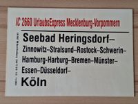 Original Zuglaufschild: IC2660 Seebad Heringsdorf - Köln Niedersachsen - Seelze Vorschau