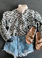 MASSIMO DUTTI Norweger Pullover Rolli anthrazit creme oversized L Bayern - Mühldorf a.Inn Vorschau