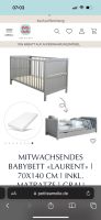 Kinderbett grau  mit Matratze und 2x Spannbettlaken Nordrhein-Westfalen - Oberhausen Vorschau