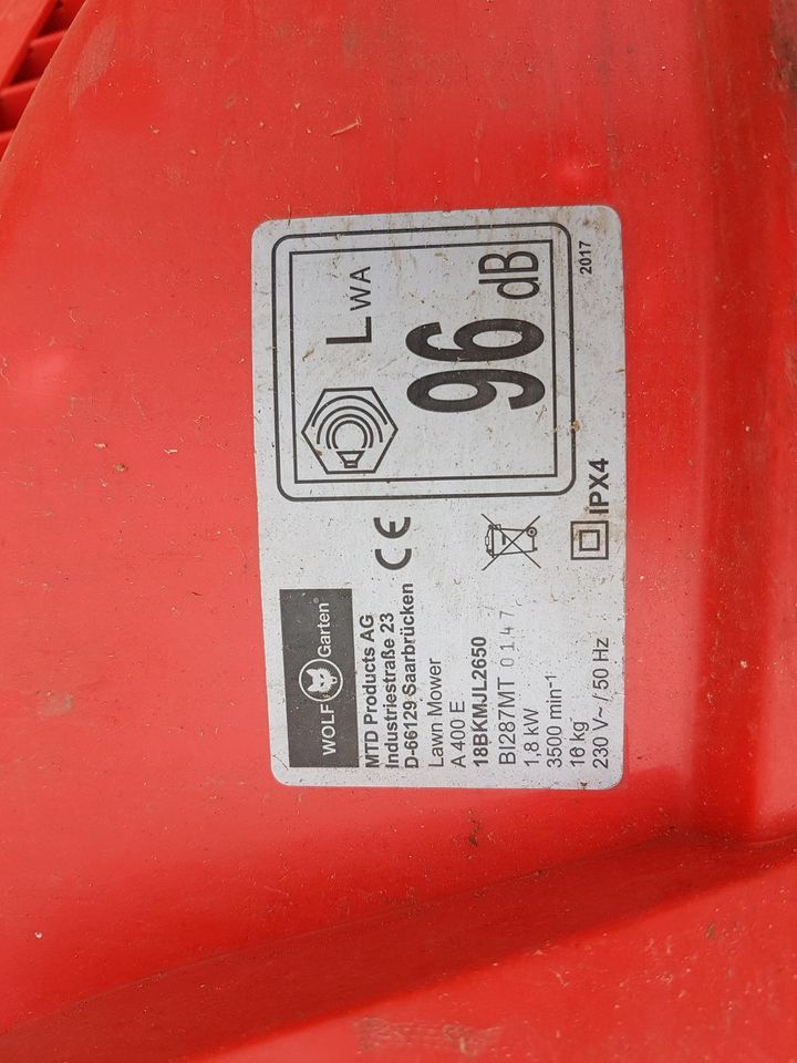 Elektro Rasenmäher Wolf Garten A400E als defekt in Brandenburg