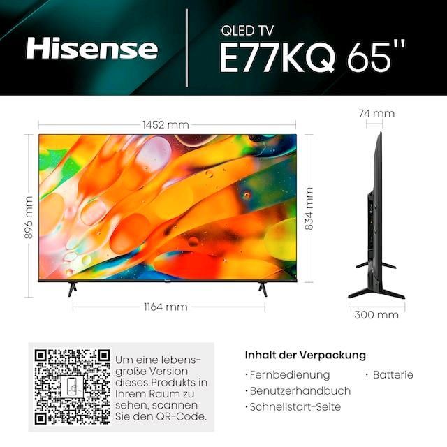 Hisense 65E77KQ Qled Fernseher Ultra HD 4k in Iserlohn