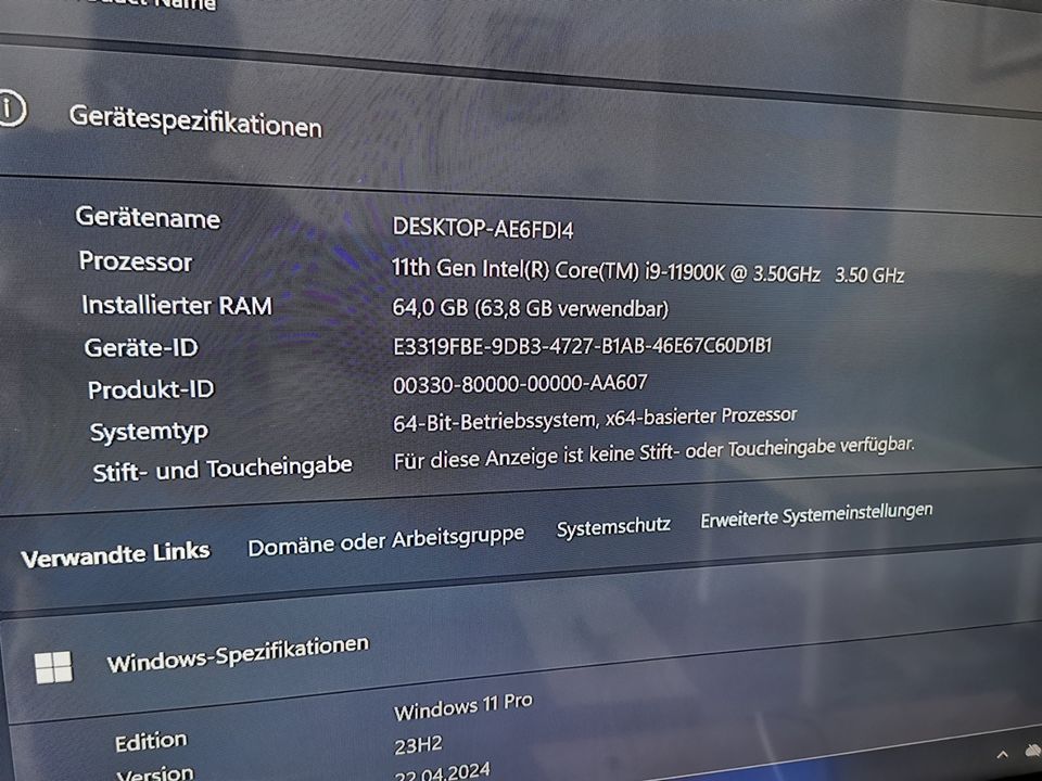 Gaming PC, i9-11900k, RTX, DDR4 - 64Gb, SSD m.2 -2Tb in Hamburg