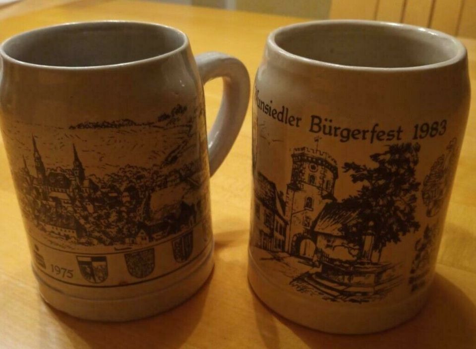 Bierkrüge Wunsiedel Bürgerfest 1983 u 150 Jahre Sparkasse in Pöhl