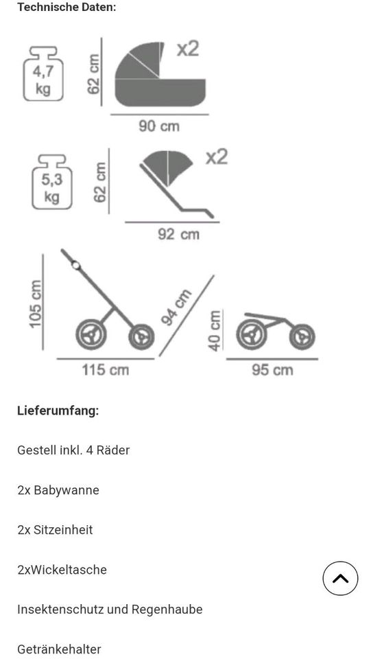 Junama Mirror Satin Duo Zwillingskinderwagen in Würselen