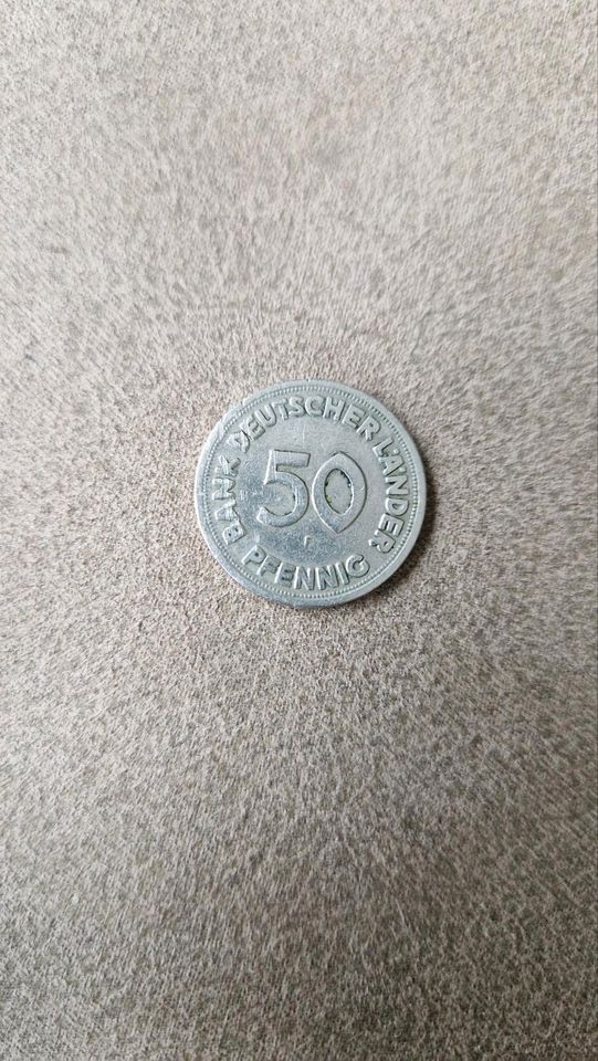 50 Pfennig Münze 1949 "F" Bank Deutscher Länder in Sehnde