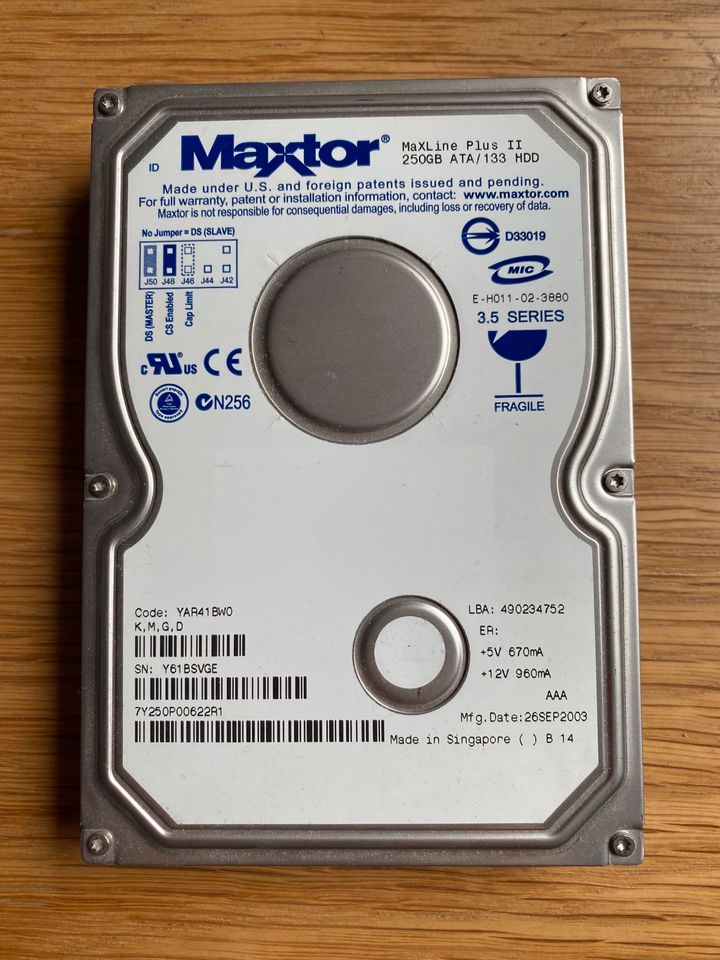 3 x 250 GB Festplatte (HDD) 3,5" Maxtor MaXLine Plus II in Haimhausen