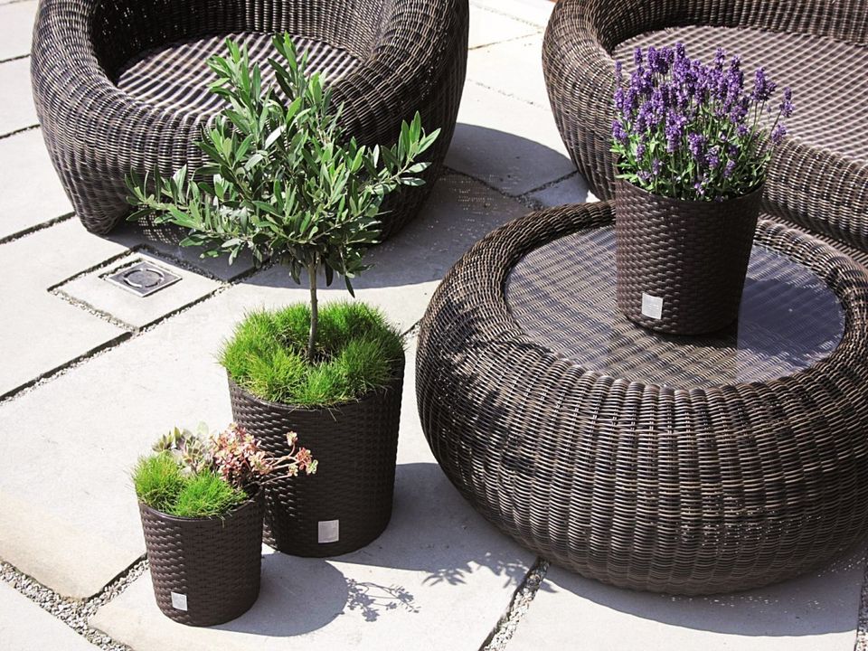 Blumentopf Pflanztopf Rattan-optik anthrazit 20 cm in Cloppenburg