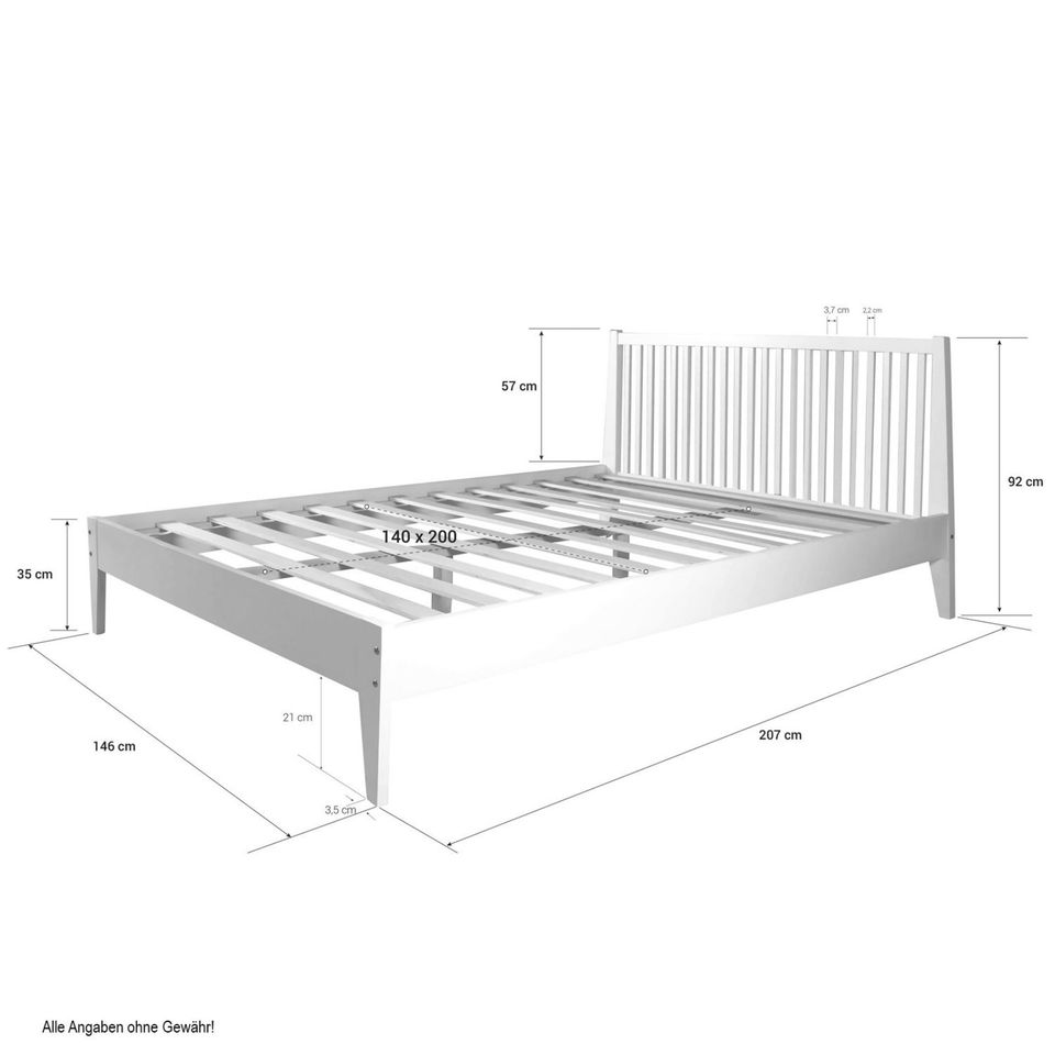 Holzbett Futonbett Doppelbett Bett Holz Weiss 140x200 NEU 065-Ma in Wiesbaden