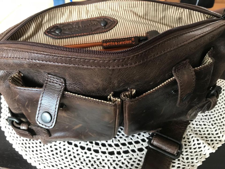 Aunts&Uncles Handtasche Leder Braun in Marl