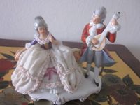 Porzellan-Figur Rokokko-Stil - "Dame mit Musikant" - 15x6,5x12 cm Saarland - Merzig Vorschau