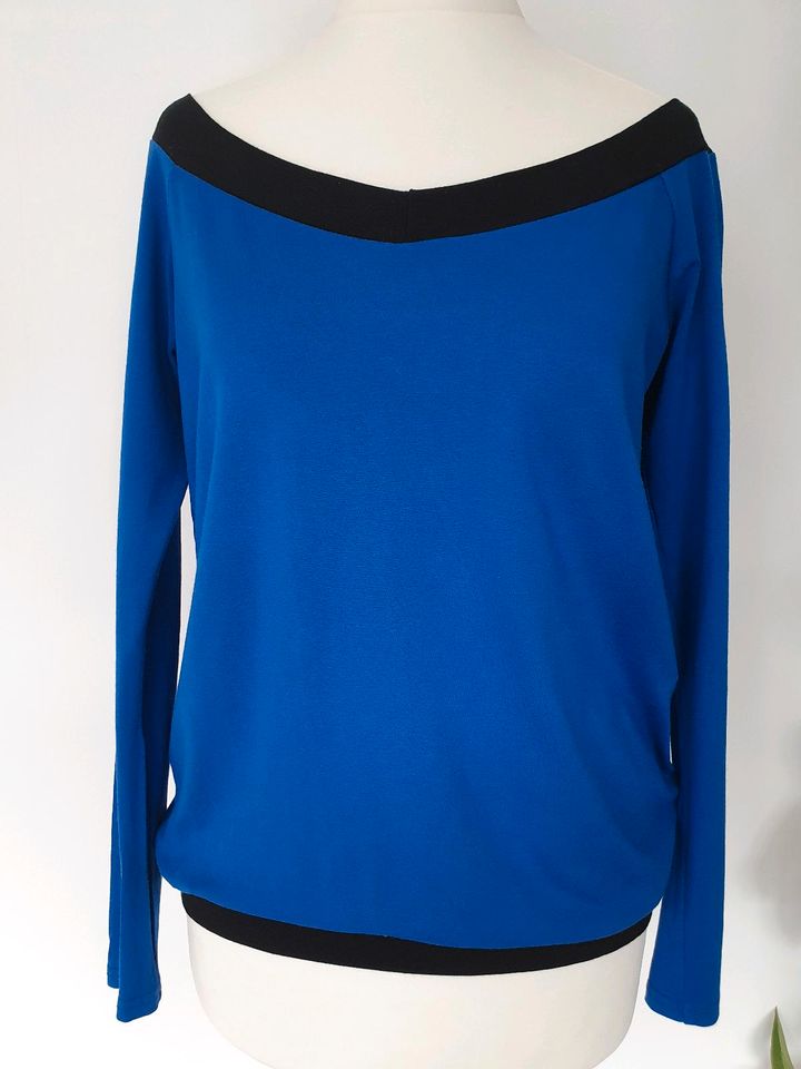 Shirt Longsleeve Offshoulder königsblau royal Viskose in Röllbach