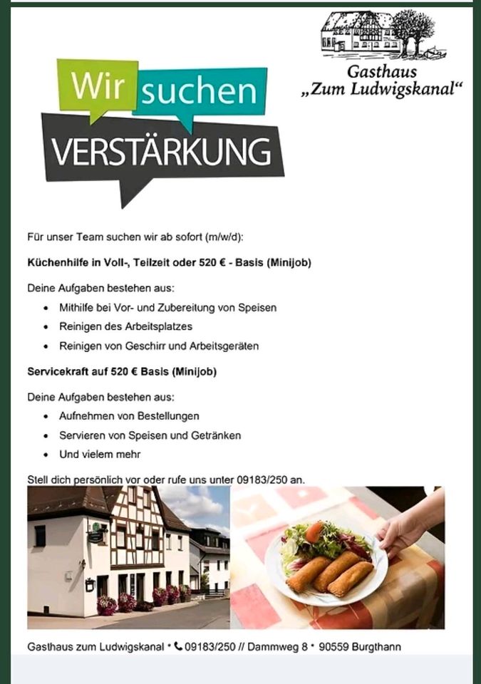 Job Küche küchenhilfe Gastronomie Vollzeit Teilzeit in Schwarzenbruck