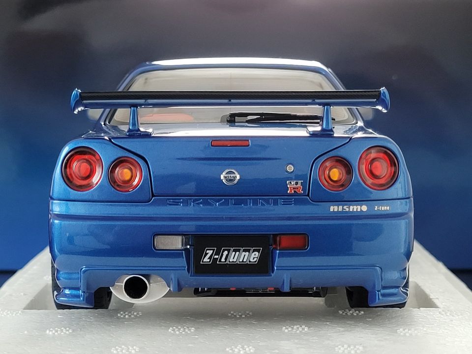 1:18 Nissan Skyline R34 GT-R Nismo Z-tune blue carbon Autoart in Katzenelnbogen