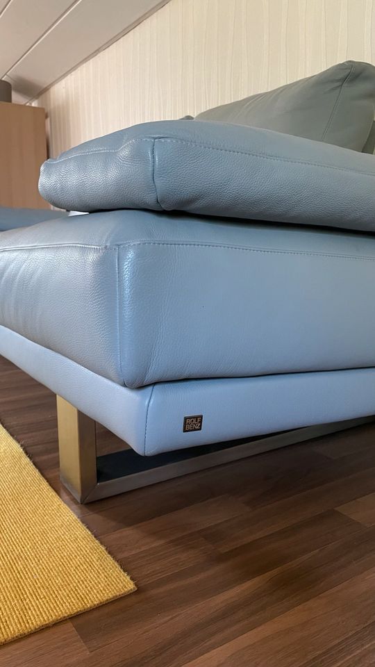 Dreisitzer Sofa von Rolf Benz 6600 Leder blaugrau in Fuldatal