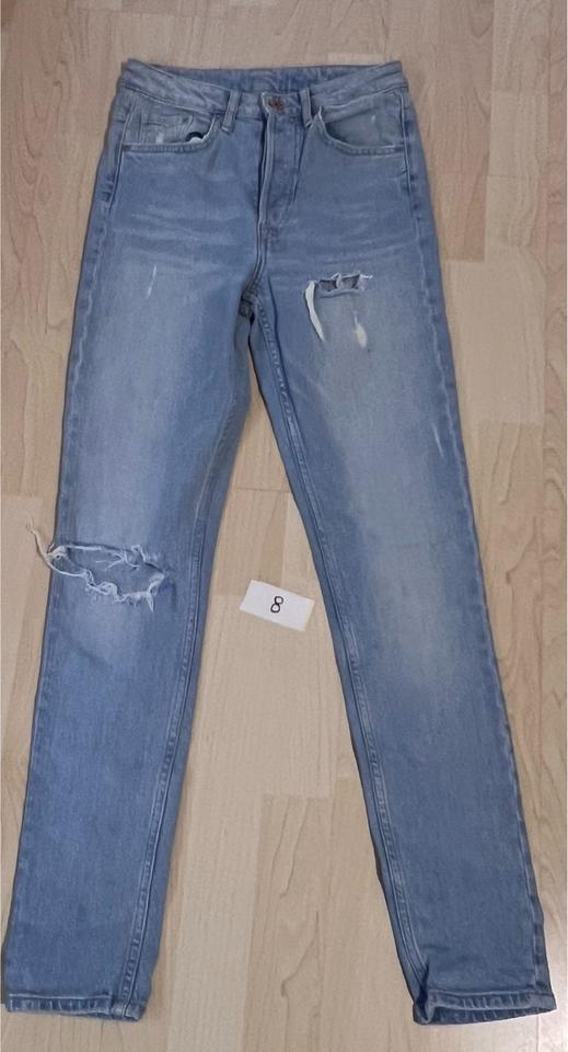 H&M Jeans W26 Damen Mädchen hellblau 34 xs high waist skinny in Niederfischbach