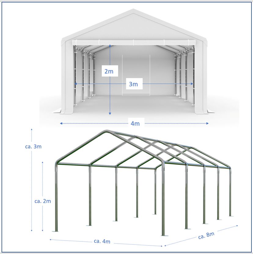 XXL 3x6m 4x6m 4x8m 5x8m 5x10m /ca. 3m Lagerzelt Partyzelt Garagenzelt Zeltgarage Weidezelt Zelthalle in Berlin