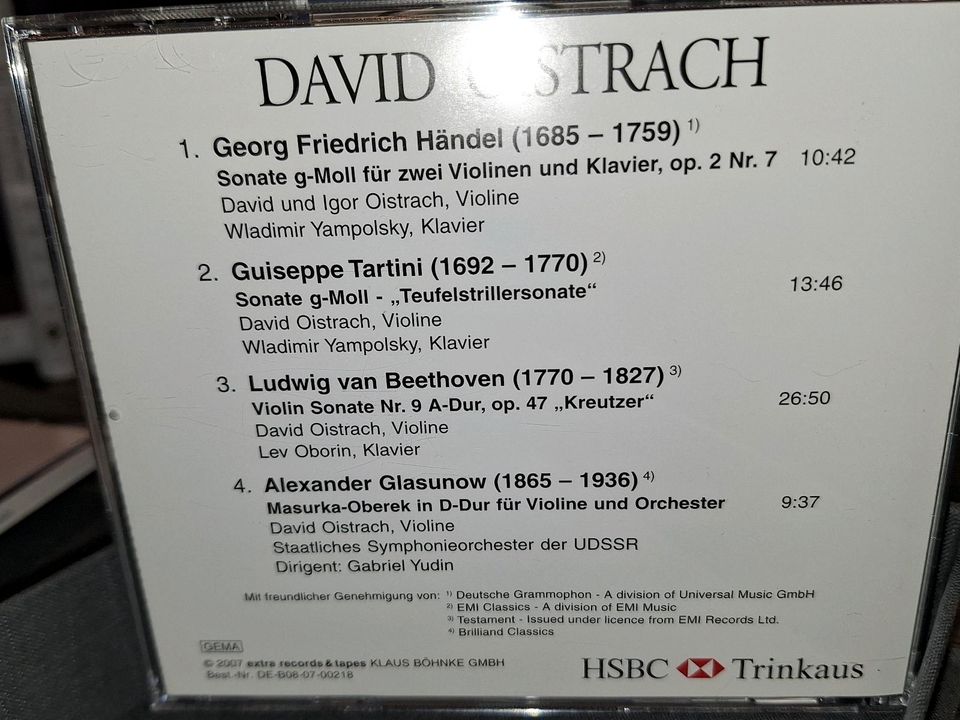 Sammelbox mit 2 CDs  Händel, Beethoven... Buch David Oistrach in Calw