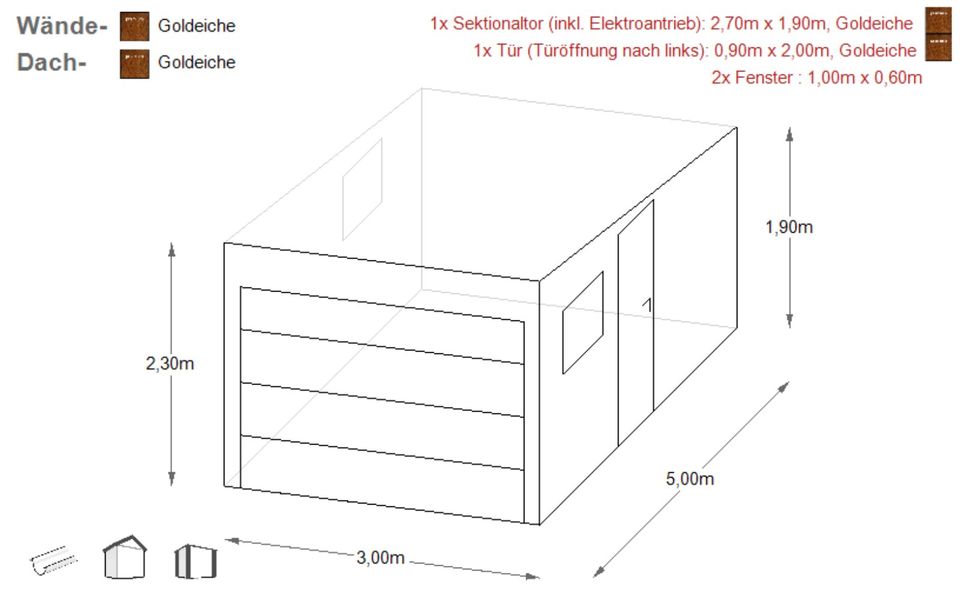 Blechgarage 3x5x2,3m Sektionaltor Holzoptik Garage AUFBAU | 8270! in Schwäbisch Hall