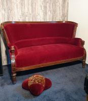Sofa rot 2 Sitzer, Samt Polsterstoff, antik Bayern - Windsbach Vorschau
