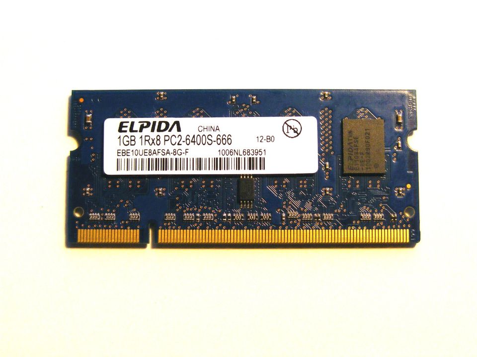 1GB ELPIDA RAM Speicher Notebook DDR2 800 Mhz PC2 6400 SO-DIMM in Glienicke/Nordbahn