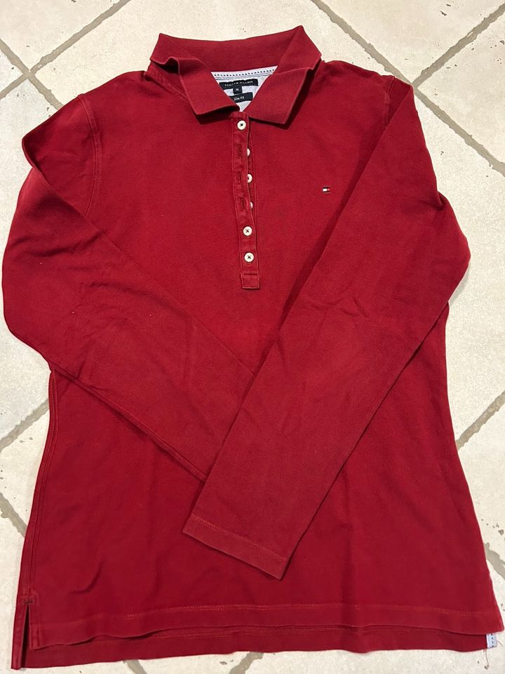 Tommy Hilfiger Poloshirt Slim Fit langarm Gr. XL dunkelrot in Roßdorf