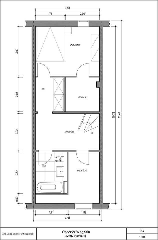 Kernsaniertes Reihenmittelhaus, 105 qm, 4+1 Zimmer, provisionsfrei in Hamburg