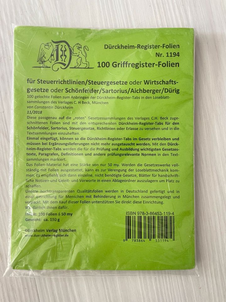 Dürckheim Register Folien, Loseblattsammlungen, Steuerberater in Ludwigsburg