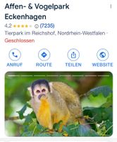 Tickets Affen- und Vogelpark eckenhagen Köln - Porz Vorschau