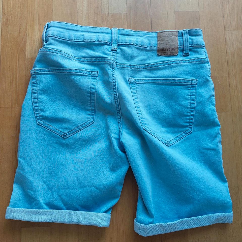 Only & Sons Herren Jeans Shorts M blau in Esslingen