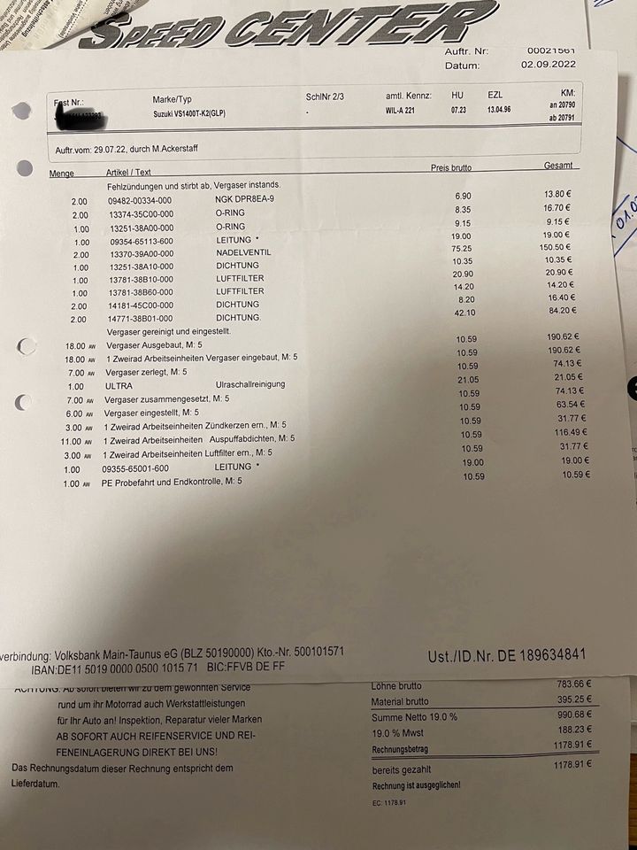 Suzuki Intruder VS1400 VX51L aus 4.Hand *Tüv 09.25* erst 21.065km in Mörfelden-Walldorf