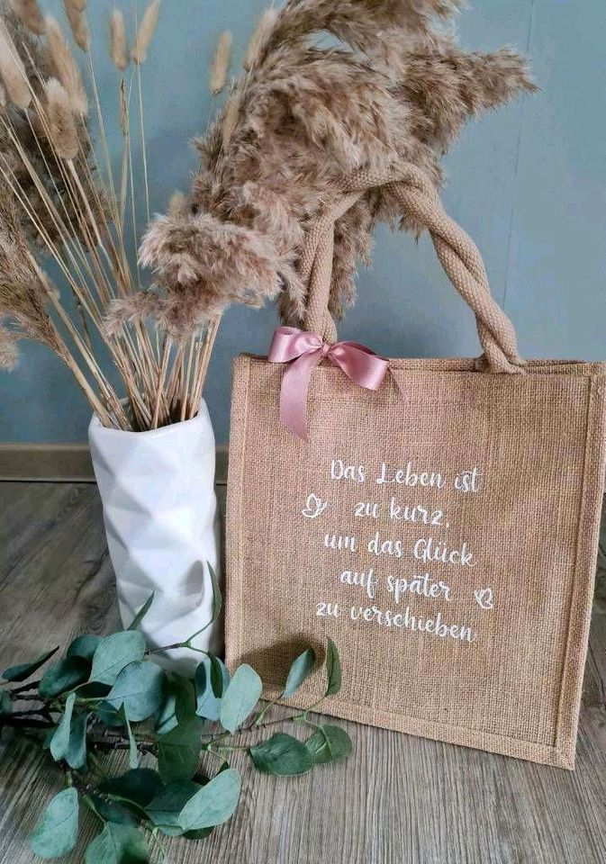 Jute Tasche mit Sprüchen nach Wahl/Geschenk in Harsleben