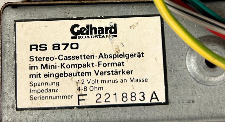 Auto, Oldtimer, Cassetten Abspielgerät Gelhard RS870 in Grüna (Sachsen)