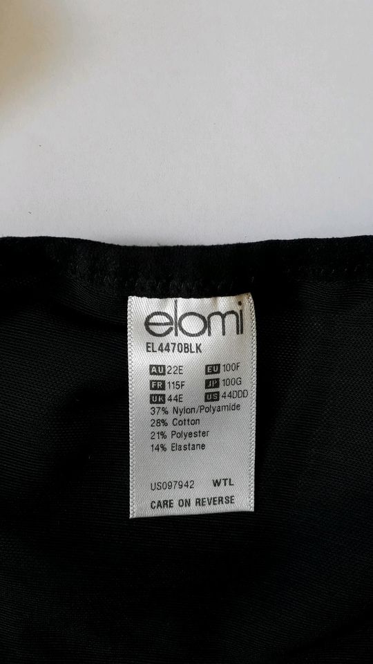 Elomi Brianna Bügel-BH 100F (3XL) Gothic-BH schwarz in Herbrechtingen