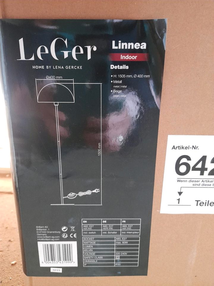 Standleuchte Stehlampe "Linnea" LeGer in Röbel