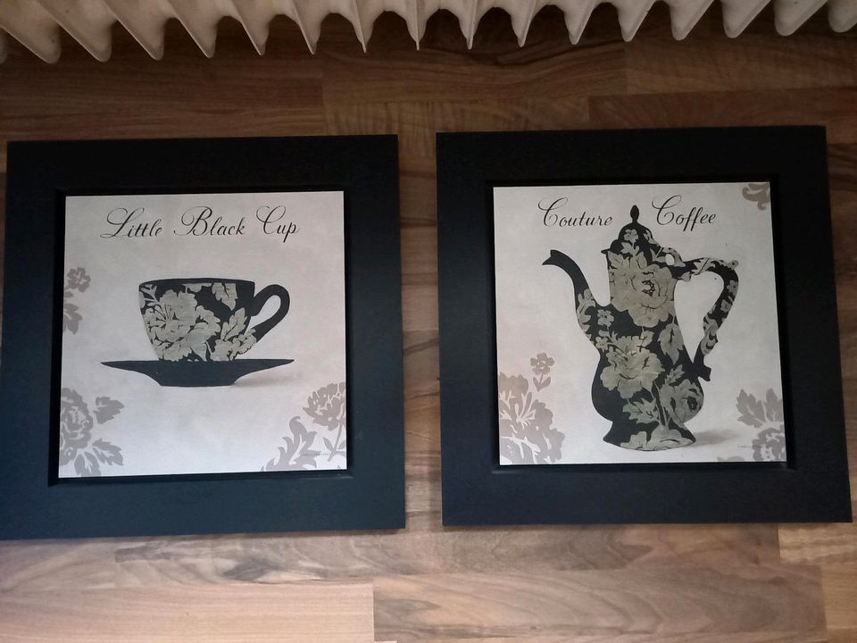 Bilder Holz Küchenbilder schwarz Coffee Kanne Cup Tasse Blumen in Nordenholz
