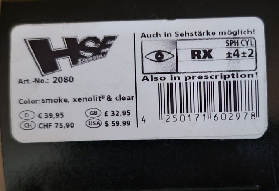 Motorradbrille Neu - HSE Sporteyes  - Rarität! in Adenbüttel