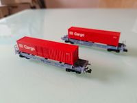 Minitrix 2 Taschenwagen der SNCF mit DB Cargo Container, neu Kr. München - Taufkirchen Vorschau