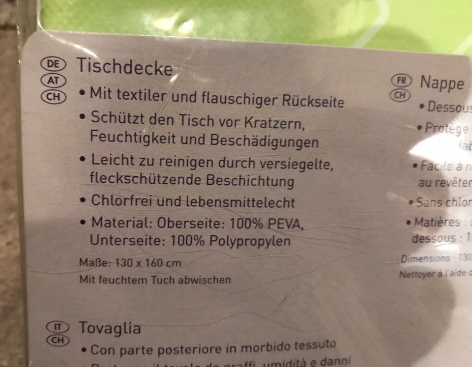 Tischdecke grün 130x160cm Balkon Garten versiegelt neu in Frankfurt am Main