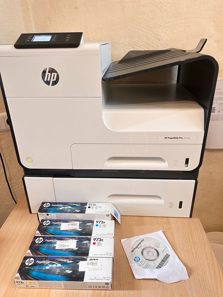 HP Pagewide Pro 452dw Drucker + extra Papierfach + neuer Tinte in Steinwenden